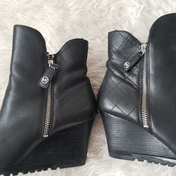 MICHAEL Michael Kors Leather Wedge Boots, 6.5 - Picture 3 of 9